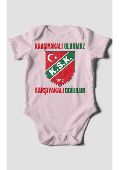 Morivokids Karşıyakalı Olunmaz, Mesajlı Kısa Kollu Bebek Body %100 Pamuk Bebe Pembe