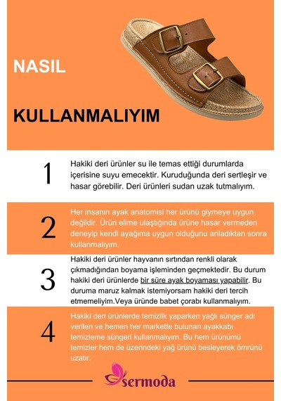 Sermoda Hakiki Deri Erkek Terlik - Çift Toka Ayarlanabilir Masajlı Taban Hakiki Deri Erkek Terlik T Taba