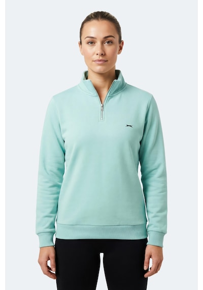 Slazenger Maxıs I Kadın Dik Yaka Fermuarlı Turkuaz Sweatshırt Turkuaz