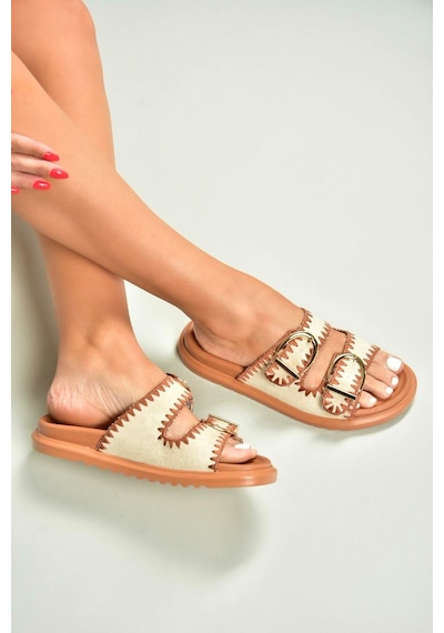 Fox Shoes U267146202 Bej/taba Süet Kadın Terlik Bej/taba-süet