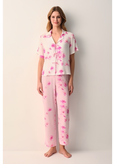 Suwen Serena Gömlek Yaka Pijama Takımı Sh26524660b334 Pembe