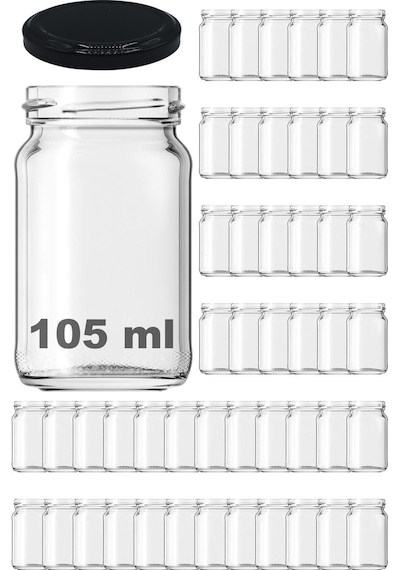 105 Ml Metal Siyah Kapaklı 105 Cc Cam Konserve Kavanoz 48 Adet