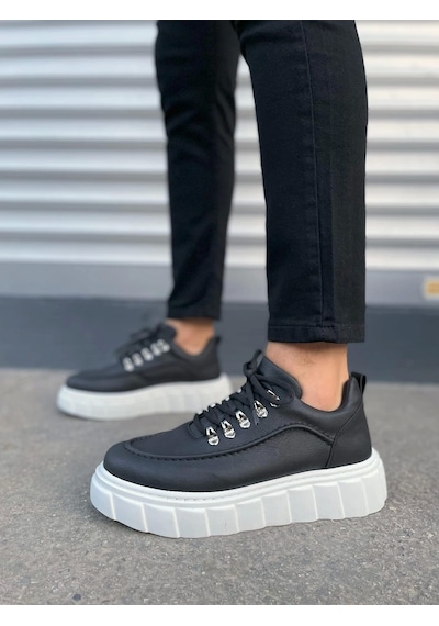 Jy010 Cloud Bağcıklı Cilt Erkek Günlük Sneaker Ayakkabı Cbt - Siyah Siyah