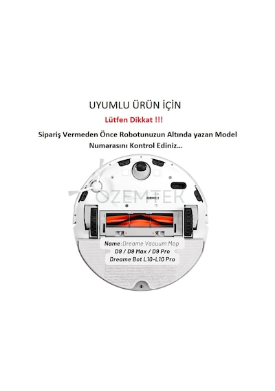 Ozemtek Beyaz Dreame D9 D9 Max D9 Pro Robot Süpürge Hepa Filtre Ana Fırça Yan Fırça Seti Dreame