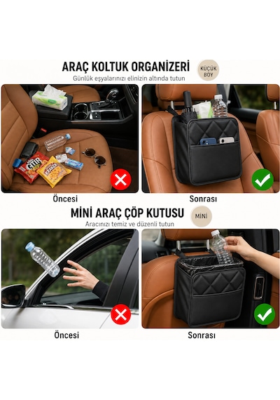 Microcase Universal Araba Koltuğu Arka Organizeri Asılabilir Çöp Kovası Al5653