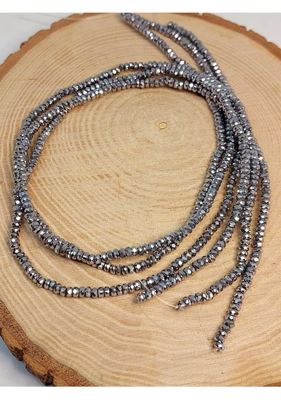 Yasam Tohumu Hematit Taşı Rondela Faset Kesim Dizi 3 1,5 MM 41225 Gümüş