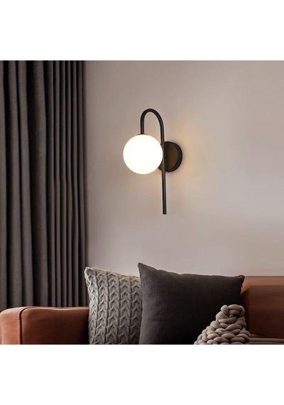 Ryslight Siyah Modern Opal Camlı Dekoratif Rustik Duvar Aplik Siyah
