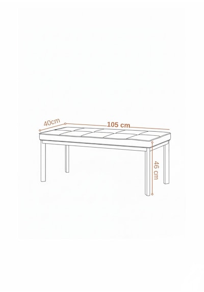 Vena 105x40 Bench - Babyface Kumaş Çımalı Döşeme Puf Bench Beyaz Ayaklı Antrasit