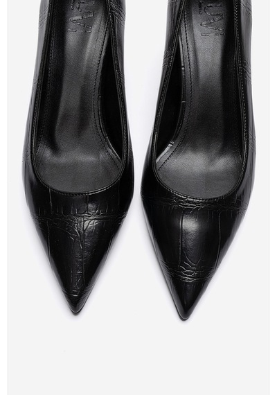 Luvishoes Velmıra Siyah Baskı Kadın Topuklu Ayakkabı