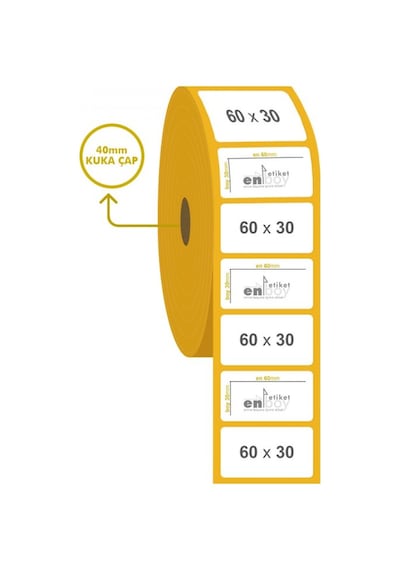 60MM X 30MM Termal Etiket 1500'lü 10 Rulo