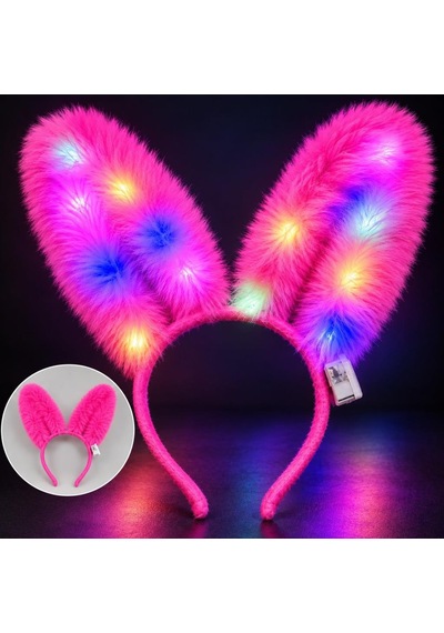 3 Modlu Led Işıklı Peluş Tavşan Kulağı Fuşya Renk 3+ Yaş