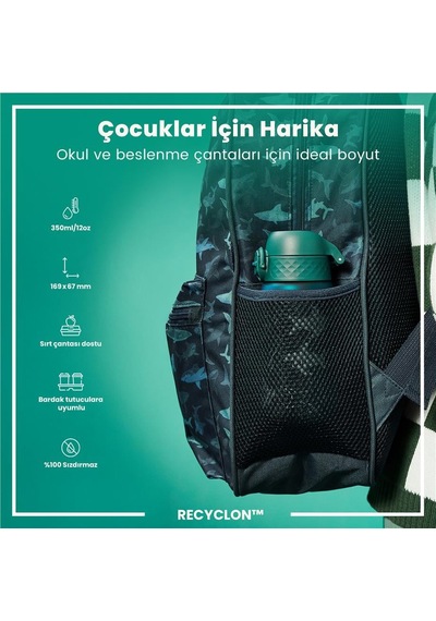 Ion8 - Çocuk Suluk - Köpekbalığı - 350 Ml - Sızdırmaz - Bpa İçermeyen Çok Renkli