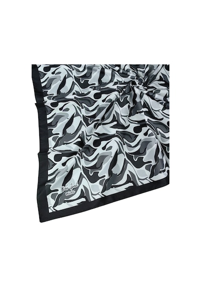 Mim Eşarp Vav İpek Kadın Micro Twill Sport Desenli Eşarp Siyah - Beyaz