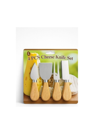Cheese Knife Set 4pcs Peynir Bıçak Seti Ahşap Bambu Saplı 5570