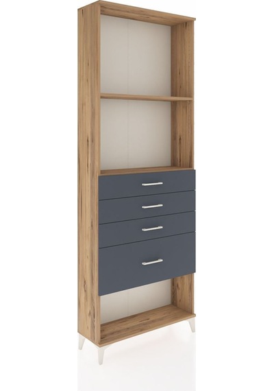 Arges Dolap 2 Raflı 4 Çekmeceli 88x30x243 Çam-antrasit Atlas Çam