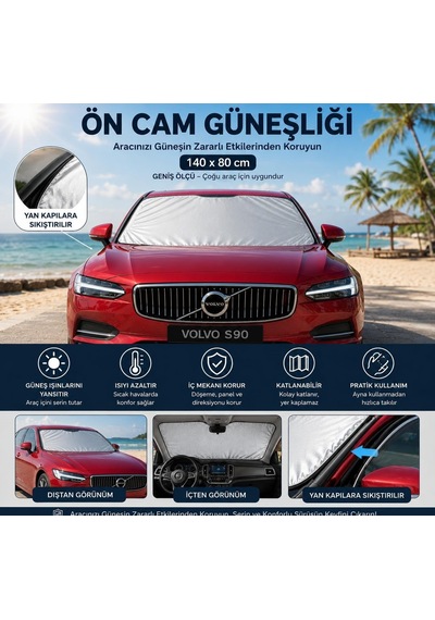 Tr 4 Mevsim Araba Güneşlik Araba Araç İçi Güneşlik Araç Yan Cam Araba Ön Cam Güneşliği 140-80 Cm Genel