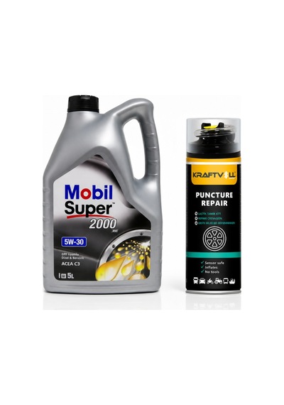 Mobil Süper 2000 Xe Acea C3 5W-30 Dpf Motor Yağı 5 L + Lastik Tamir Kiti 400 ML