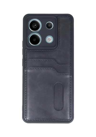 Xiaomi Redmi Note 13 Pro 4g Uyumlu Kılıf Sara Kartvizitli Deri Kılıf - Siyah