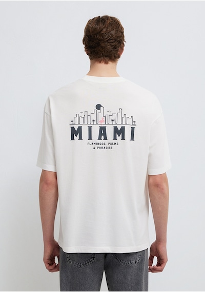 Mavi - Miami Baskılı Ekru Tişört 0613296-70057 Ekru