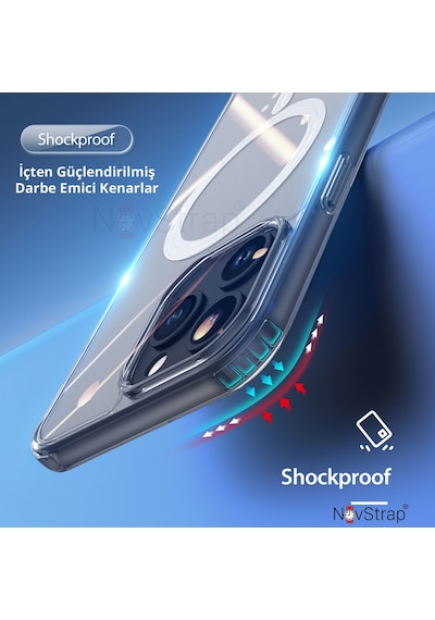 Novstrap Apple Uyumlu iPhone 15 İle Kılıf Şeffaf Magsafe Kamera Korumalı Çıkıntılı Kapak