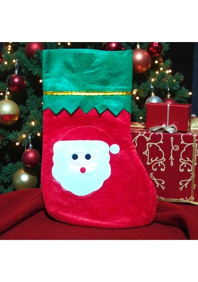 Küçük Boy 23 Cm Noel Baba Çorabı Noel Baba Figürlü Çorap Dekor Yılbaşı Süsleri Noel Babalı Çorap