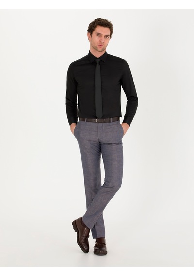 Cacharel Siyah Slim Fit Uzun Kollu Basic Gömlek