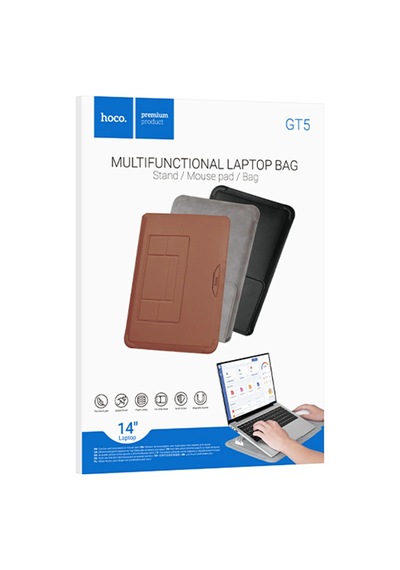Hoco. Gt5 Delight Serisi Çok Fonksiyonlu 14 İnç Notebook Çantası - Gri Gri