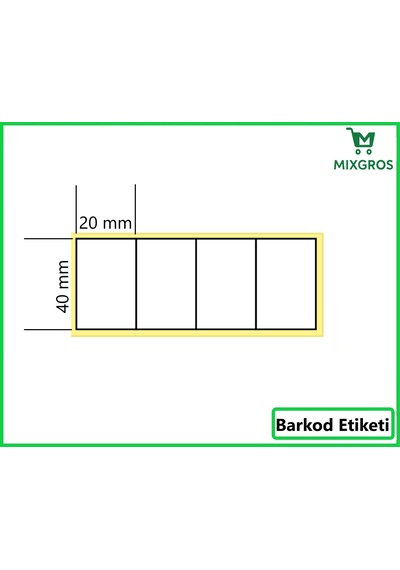 40x20 Mm Termal 4'lü Ürün Barkod Etiketi 1 Rulo: 5000 Adet Etiket 1 Koli: 50 Rulo Etiket