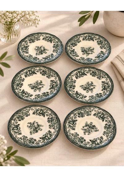 6'lı Velour Green Çay Tabağı -7768 Çok renkli