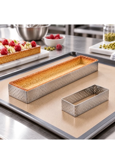 Fida Tart Çemberi Dikdörtgen Delikli Yükseklik 2 Cm Paslanmaz 8,5x15,5 Cm Inox