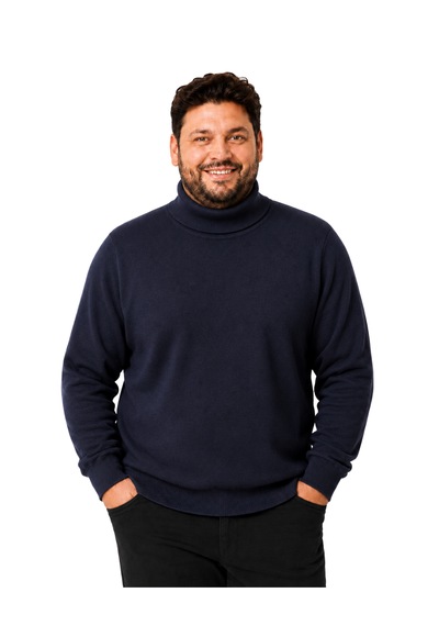 Battalmoda Erkek Büyük Beden Lacivert Tam Balıkçı Pamuklu Kazak 3xl-4xl-5xl-6xl