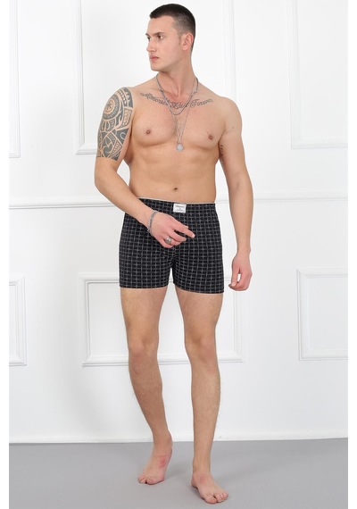 İbrahim Burak Etiler Collection Moda Çizgi Erkek Penye Boxer 40080 Siyah