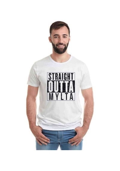 Pubg Straıght Outta Mylta Baskılı Beyaz Erkek Tshirt