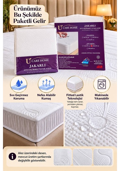Su Geçirmez Kaymaz Kırışmaz Fitted Tül Lastikli Paketli Premium Yatak Alezi Beyaz - 943706069 Beyaz