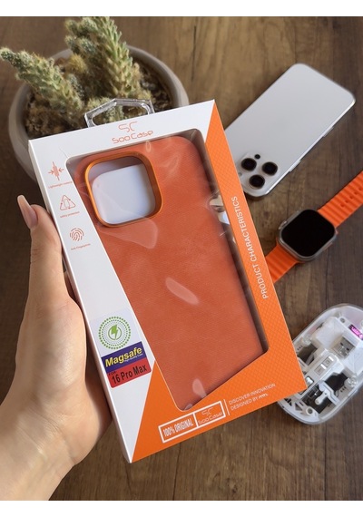 Apple iPhone 16 Pro Max Uyumlu Kadife Yüzeyli Magsafe Uyumlu Premium Kılıf Soocase691 Turuncu