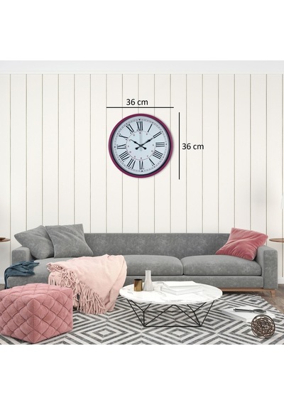 Pembe 36 Cm Dekoratif Duvar Saati Çok Renkli