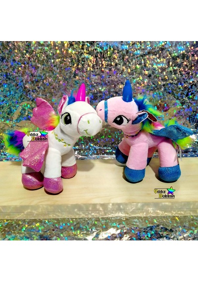 2'li Sevimli Hayvan Peluş Oyuncak At Boynuzlu At Unicorn Pony 25c