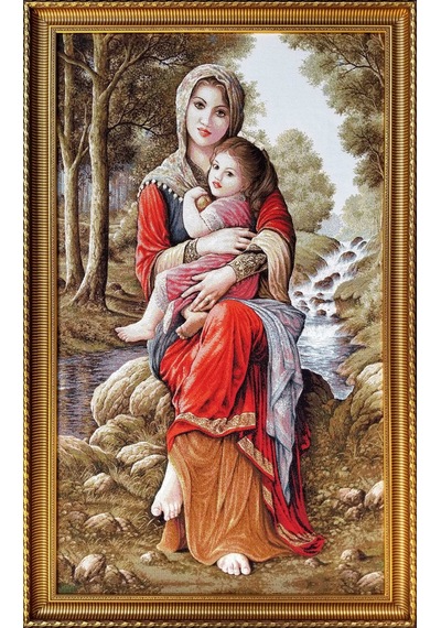 Figüratif Seri-23 Dokuma Goblen Kumaş-Anne ve Kızı