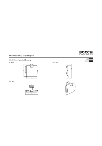 Bocchi Piave Tuvalet Kağıtlık Mat Siyah 3015-0007-ab Krom