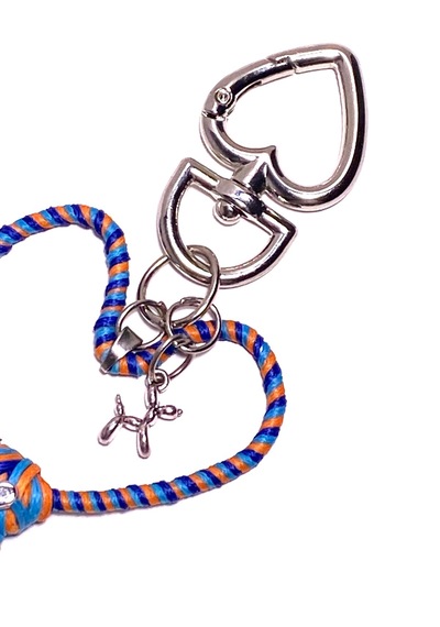 El Yapımı Kalpli Kedi & Köpek Sever Charm Renkli Püsküllü Çanta Süsü Mavi