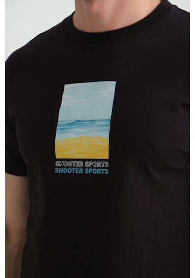 Shooter Sportwear Shooter Erkek T-shirt %100 Pamuk Minimalist Tasarım Regular Kalıp Baskılı Siyah Shooter Sportwear Shooter Erkek T-shirt %100 Pamuk Minimalist Tasarım Regular Kalıp Baskılı Siyah