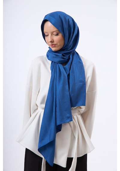 Mirsoy Scarf Zerafet Desen Şal Açık Mavi
