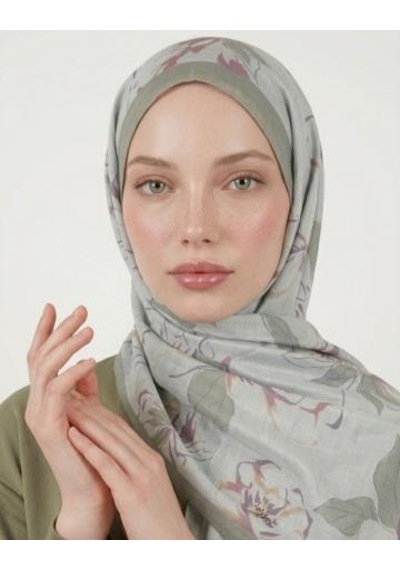 Bushu Flora Pamuk Şal Nil Yeşili