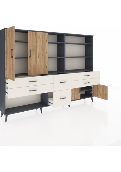 Arges Dolap 10 Raflı 6 Çekmeceli 4 Kapaklı 220x30x163 Antrasit-çam/aytaşı Atlas Çam/aytası - Antrasıt Arges Dolap 10 Raflı 6 Çekmeceli 4 Kapaklı 220x30x163 Antrasit-çam/aytaşı Atlas Çam/aytası - Antrasıt