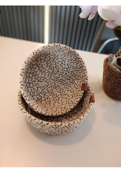 Tr 2'li Dekoratif Ve Çok Amaçlı Organizer Örgü Kordon Sepet Seti Sarı 20 X 8 Diğer