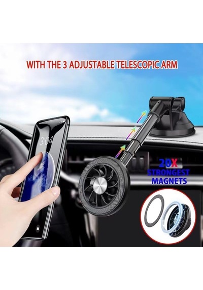 Lexroo Apple iPhone Uyumlu 11 12 13 14 15 Pro Max Mıknatıslı Cama Gögse Yapışan Uzayan Oto Telefon Tutucu Stand Standart