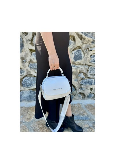 Just Polo Kadın Yeni Sezon Yumuşak Deri Şal Detaylı Ayarlanabilir Askılı Şık El Ve Omuz Çantası Shopper Krem 27906231