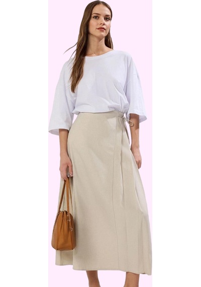 Frm Kadın A Line Maxi Etek 100% Polyester Dokuma Kumaş Ramadan Koleks Taş