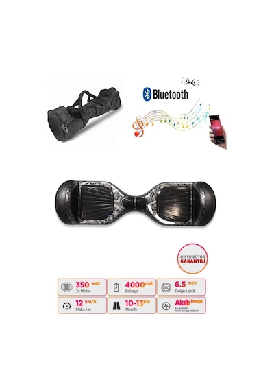 Citymate Elektrikli Kaykay Hoverboard Akıllı Denge 6.5 Inch + Hoverkart + Çanta Extrem Paket D27