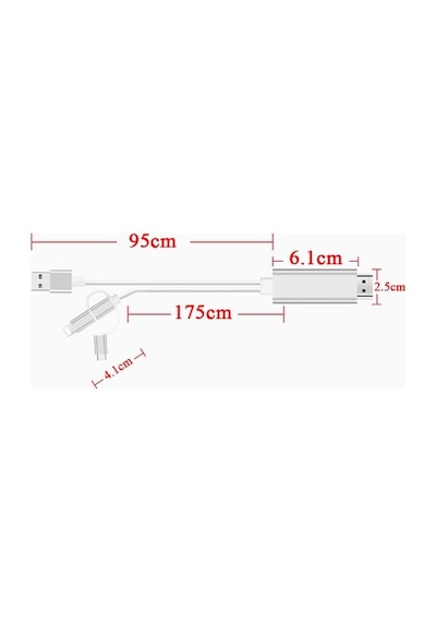 Lightning Çevirici Hdmı Usb-C Micro Usb Çevirici 3Lü Dönüştürücü-Gümüş